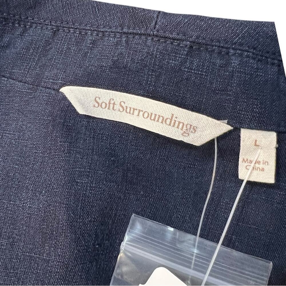 Soft Surroundings Tencel Linen Blend Navy Blue Blazer Jacket Size Large NWT - Picture 11 of 16